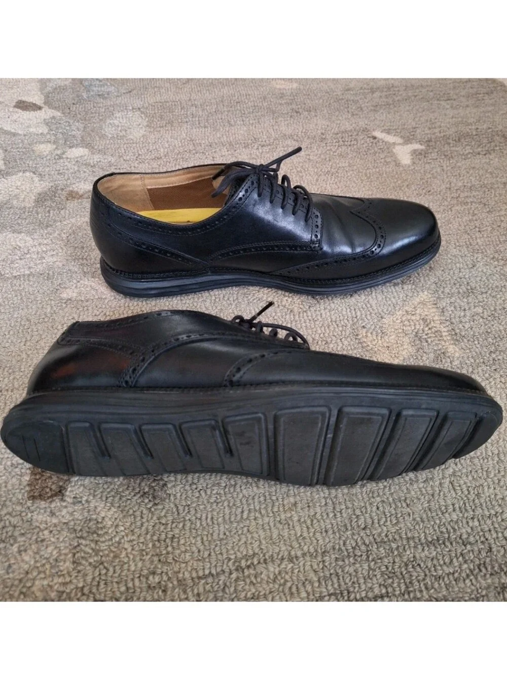Cole Haan Black Leather Wingtip Derby Shoes